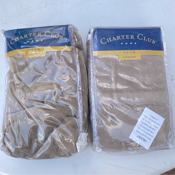 Set of 2 Charter Club Standard Coffee Velvet Sham - Picture 1 of 7
